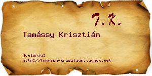 Tamássy Krisztián névjegykártya